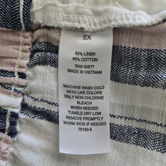 NWT A.N.A. Multi Striped Linen-Blend Wide-Leg Crop Casual Pants Women's Size 5X - Picture 8 of 9